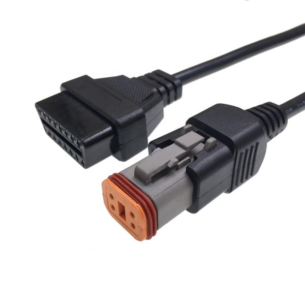 Gray Motorcycle Extension Cable DT06-4P 4Pin OBD Cable For Motorcycle