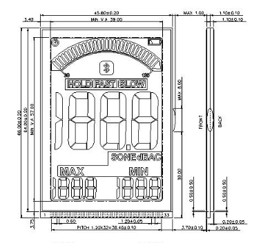 45.8*66mm 12 O'Clock Car LCD Display VA Segment LCD Display