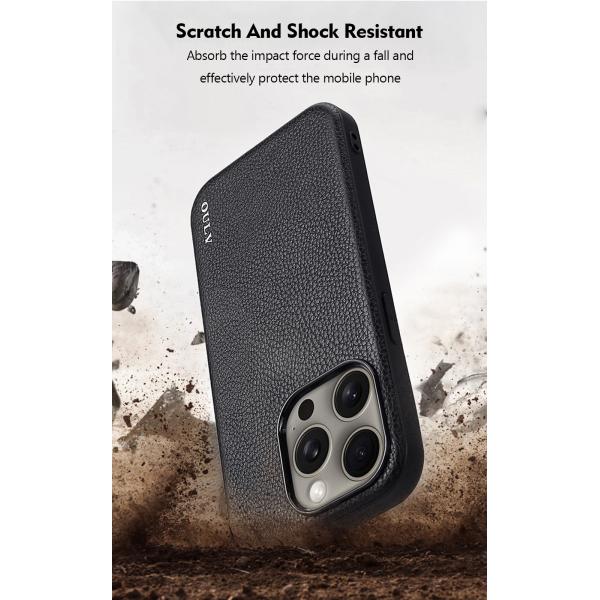 Vegan Leather Cell Phone Cover Shockproof For IPhone 16 15 Pro Max
