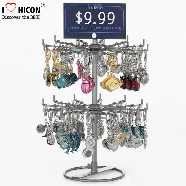 Cheap Turnable Keychain Counter Display Racks / Retail Hanging Display Racks 2-layer for sale