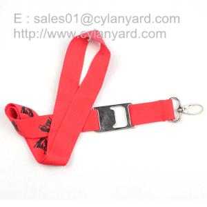 Camping lanyard with metal bottle opener, hiking strap with metal beer opener,
