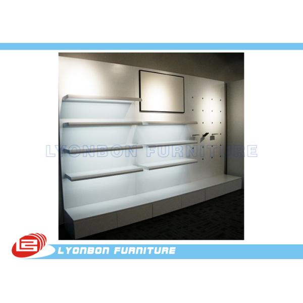 Shop White MDF Wooden Display Racks / Shelf For Shoes , Wall Mount Display