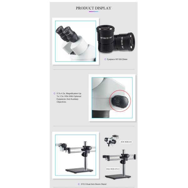 A23.3645-STL5 Binocular Stereoscopic Microscope 7 - 45x Zoom Stereo Microscope