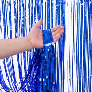 Best 1*2m Blue Fringe Backdrop Metallic Tinsel Foil Fringe Curtains wholesale