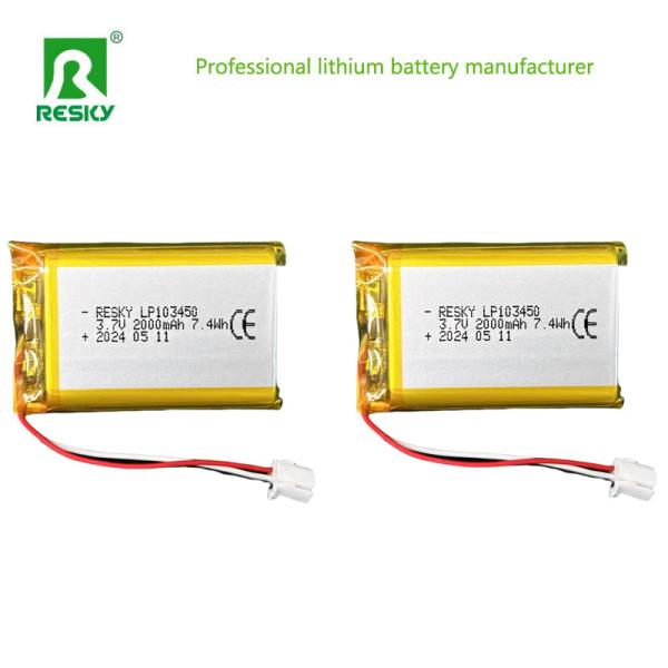 Flat Lithium Polymer Battery Cell 523450 603450 803450 103450 3.7v 2000mAh Lipo Batteries