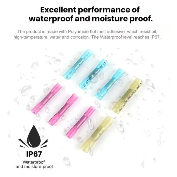 BHT Heat Shrink Pipe Butt Splice Cable Crimp Connectors Terminals Waterproof