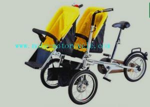 Best Yellow Plastic Baby Stroller Folding Bike With Twin Baby Seat wholesale