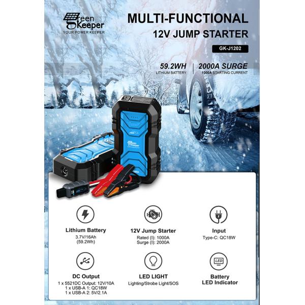 Portable Charger Starting Device Emergency Tool for Small Cars Multi-function Battery