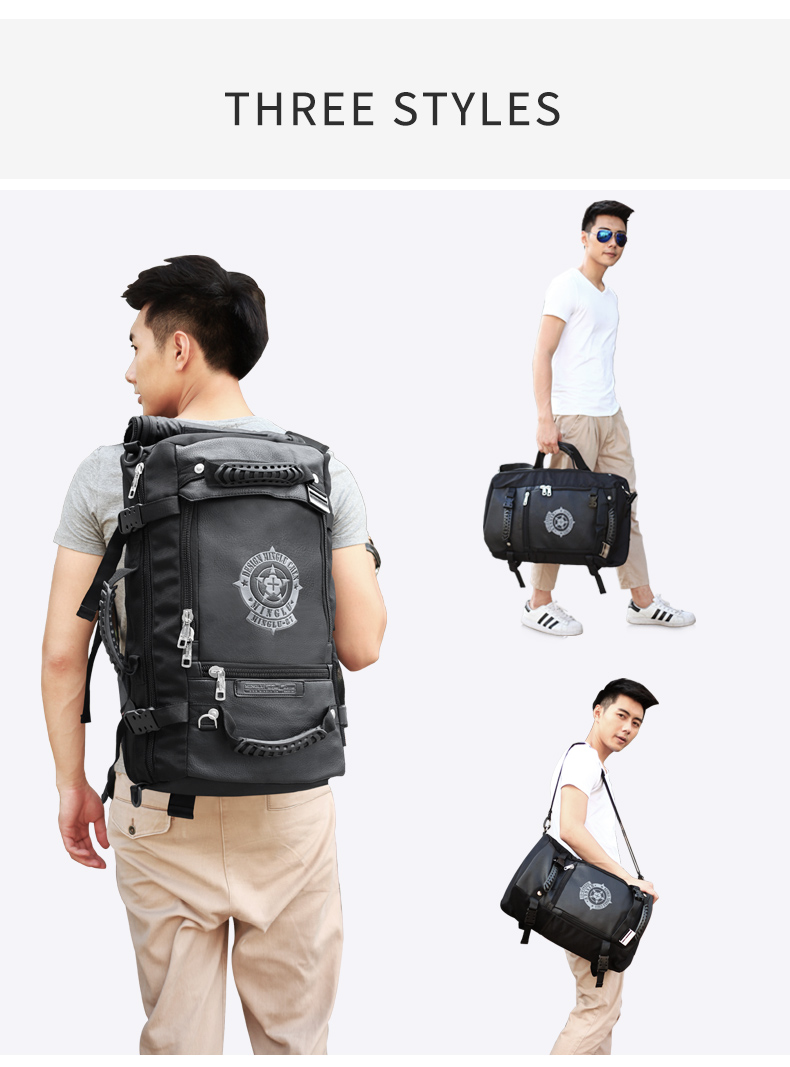Black PU Waterproof Climbing Backpack Water Resistant Hiking Backpack OEM/ODM