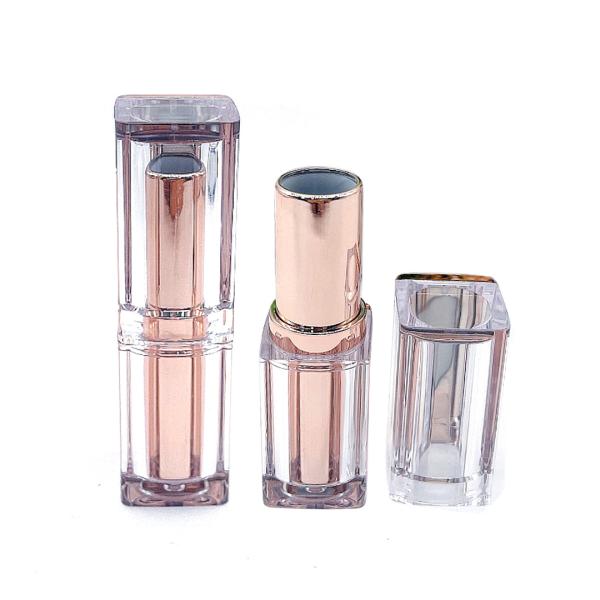 Fashionable Smooth Square Rose Gold Lipstick Tubes 20g