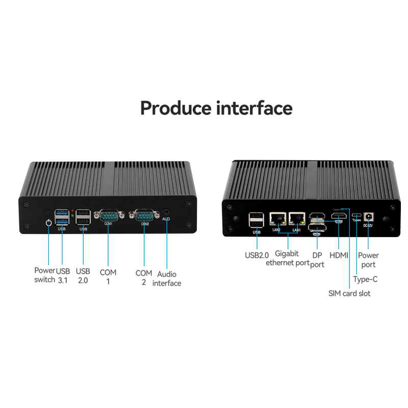 Intel N100 With 16 GB 2 LAN 2 COMs Fanless Industrial Mini PC