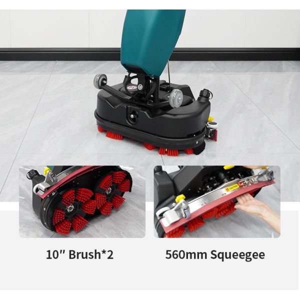 560mm Squeegee Width Mini Floor Scrubber Machine, Battery Powered for Hospitals and Commercial Premises