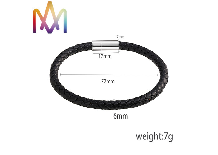 6mm Thickness Leather Engraved Magnetic Buckle Bracelet
