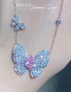 Best Custom Lab Diamond Pendant Necklace Pear Cut Butterfly Shape 1.67ct wholesale