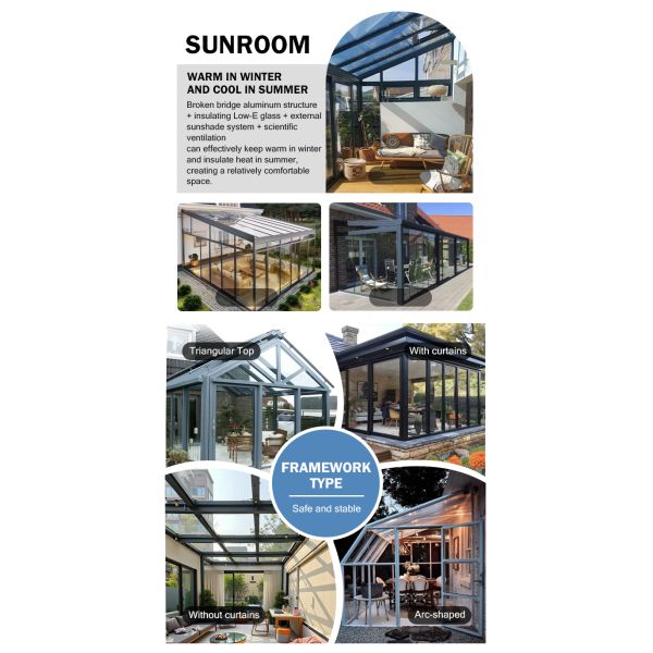 Professional Solarium Customized Window Frame Aluminium Conservatory Sunroom Garden Sunroom Folding Sunroom