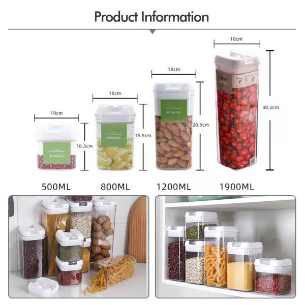 7Pcs Plastic Multiple Size Food Airtight Storage Containers With Lids