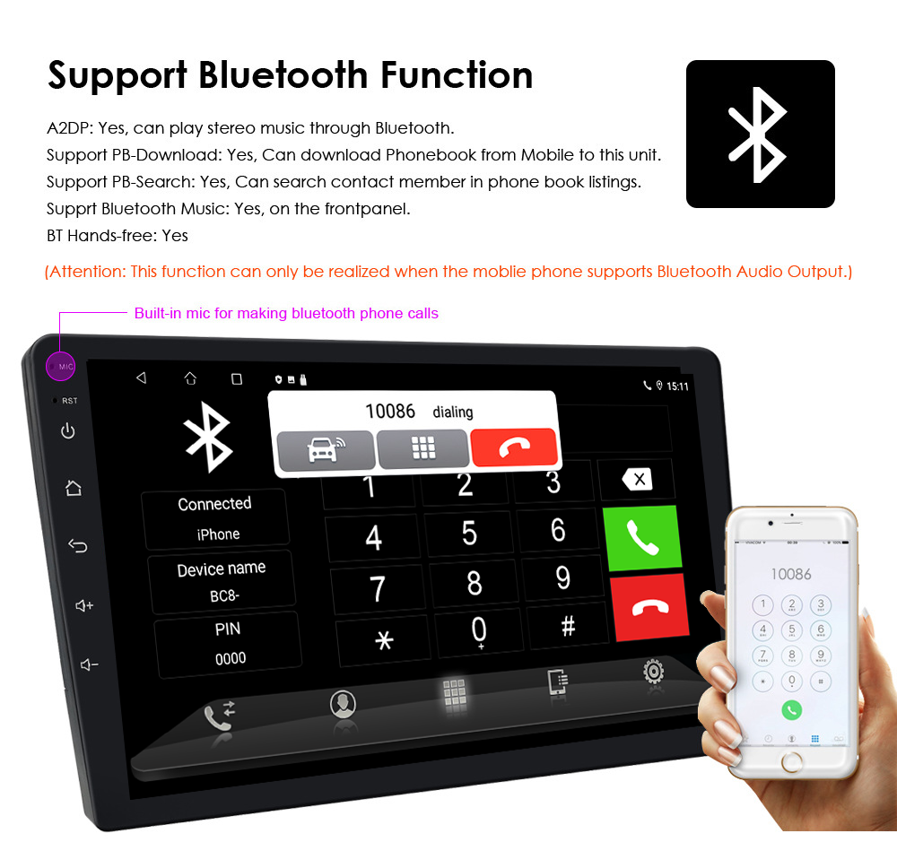 Universal Car Fitment 2.5D IPS Touch Screen 2 32G Android 12 Car Multimedia Player 9/10 Inch Radio Audio Head Unit