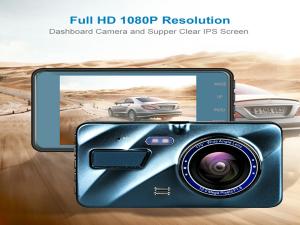 Best 4inch WDR Motion Activated Dashcam Car Dashboard Camera With GPS Dual Lens wholesale