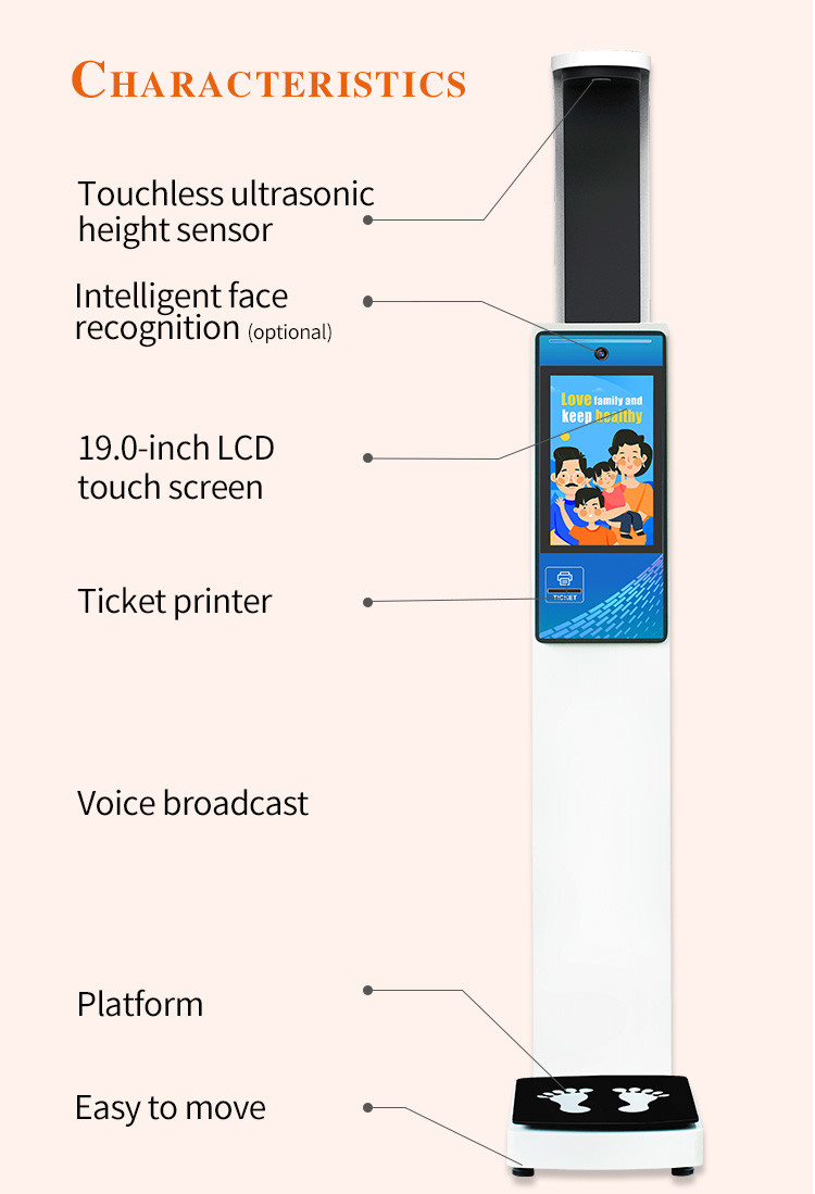 Easy To Move Ultrasonic digital weighing scale with height measurement Lcd Display
