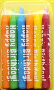 China Eco Friendly Novelty Birthday Candles With Happy Birthday White Word Printed on sale