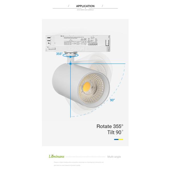 Aluminum Recessed COB LED Track Light Multi Scene Tilt 90 Degree