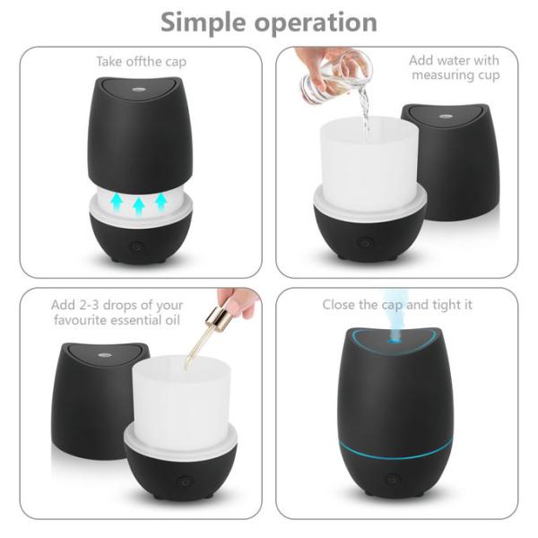 350ML Ultrasonic Aroma Diffuser Home Use Black Diffuser With 7 Color Lights