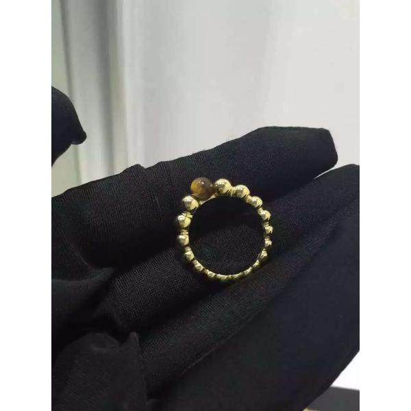 Real Gold Ring Van Cleef & Arpels Perlée Variation Ring with Tiger's Eye Stone