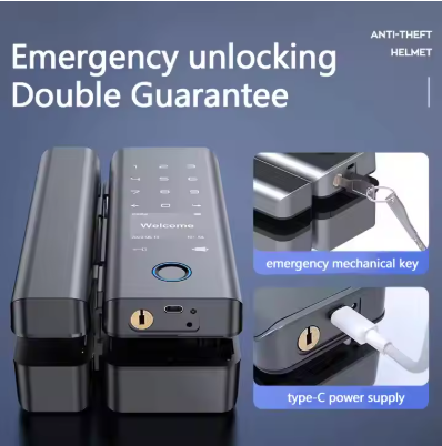 Tuya Smart Door Lock for Glass Doors with Easy Installation Fingerprint Unlock and APP Remote Control