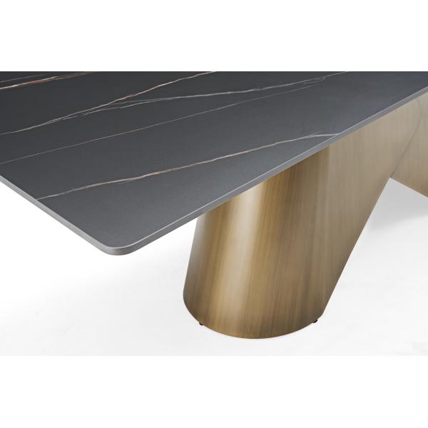 Italian Modern Dining Table Rectangle 8 Seat Metal Stone Luxury Marble Dining Table