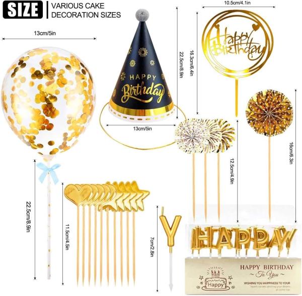 Cheap Birthday Cake Topper Set Happy Birthday Cupcake Topper Letters Cake Candles Toppers Confetti Balloon Stars Hearts for sale
