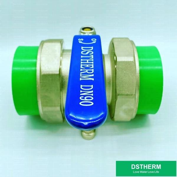 110mm PPR Double Union Ball Valve Full Bore PN25 Corrosion Resistant
