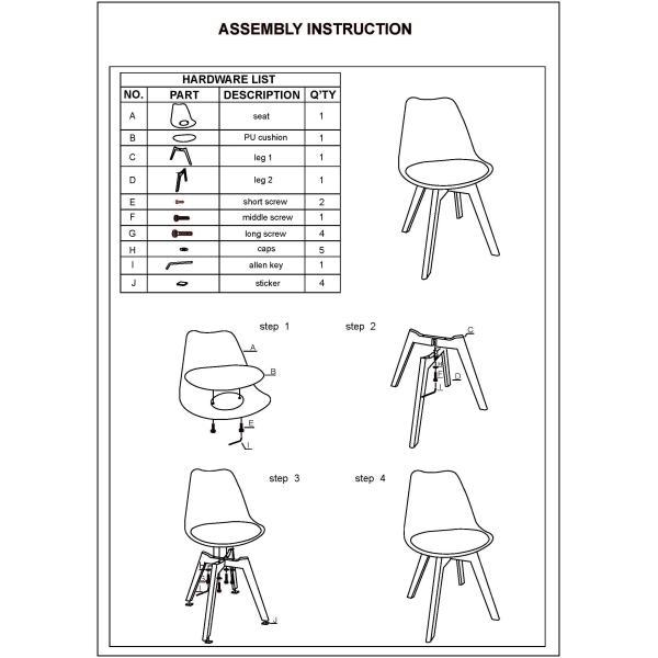 Natural Solid Wood Legs PP Plastic Dining Room Chairs With Cushioned Pad