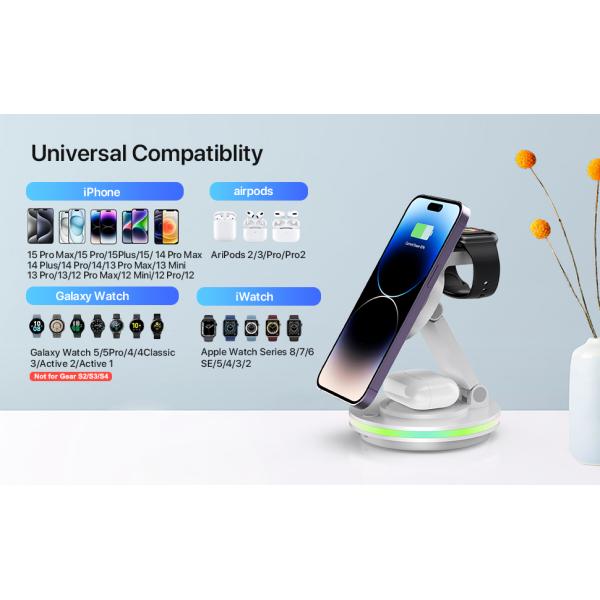 4-IN-1 Foldable Wireless Charger For Magnetic Enabled Phone And Headphones