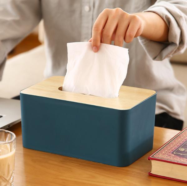 Cheap Removable Rectangular Household Storage Container Wooden Bamboo Tissue Box for sale