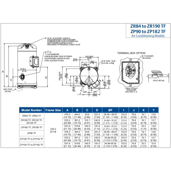 Cool Rooms Copeland R410a Scroll Compressor 12HP Refrigeration Compressor ZP137KCE-TFD