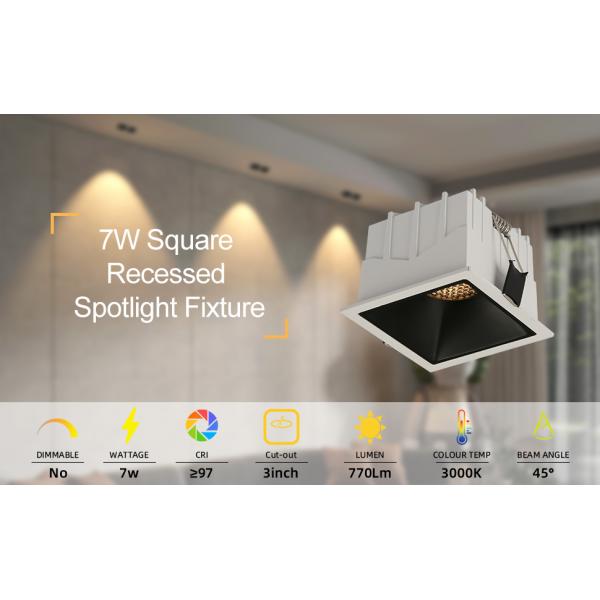 Warm White Canless Square LED Spotlight 7W anti glare 3 Inch Cob Type