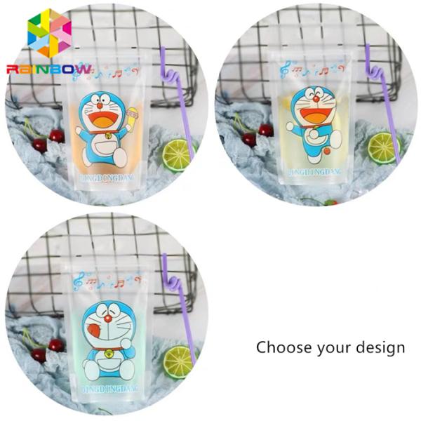 PET Material Drink Juice Food Pouch Packaging Doypack Bag CMYK Printing With Handles