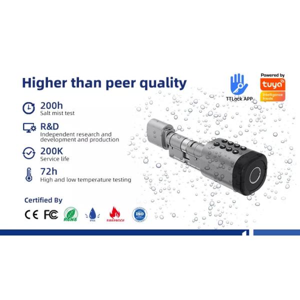Adjustable WiFi BLE Digital Door Lock Smart Cylinder With Mechanical Key