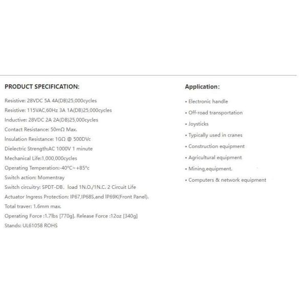 IP68 Waterproof Momentary Switch Normally Open Electronic Handle Marine Push Button Switches