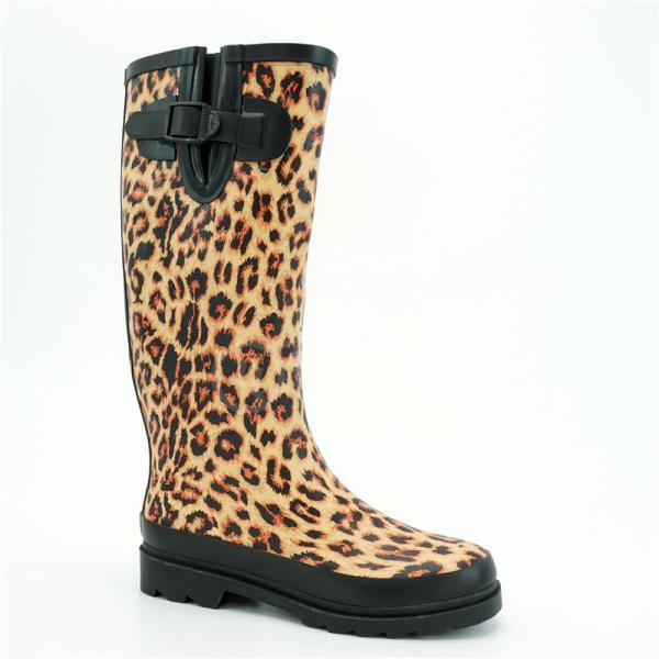 BSCI Size 9 Anti Dust Waterproof Rubber Rain Boots With Leopard Printed