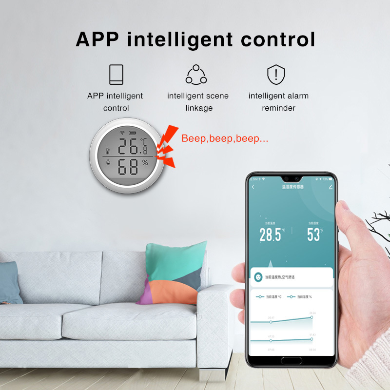 Tuya WIFI Temperature Humidity Sensor Indoor Smart Remote Control With LCD Display