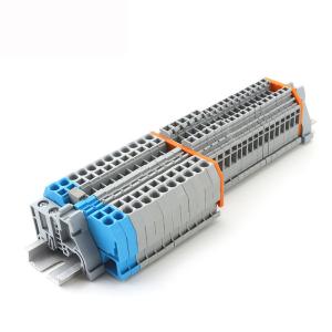 China Din Rail Grouding Earth Screwless Spring Crimping Terminal Blocks Two Color Replacement on sale