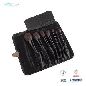 Best Synthetic Goat Hair Black Ferrule 7 Piece Makeup Brush Set WIth Cosmetic Bag wholesale