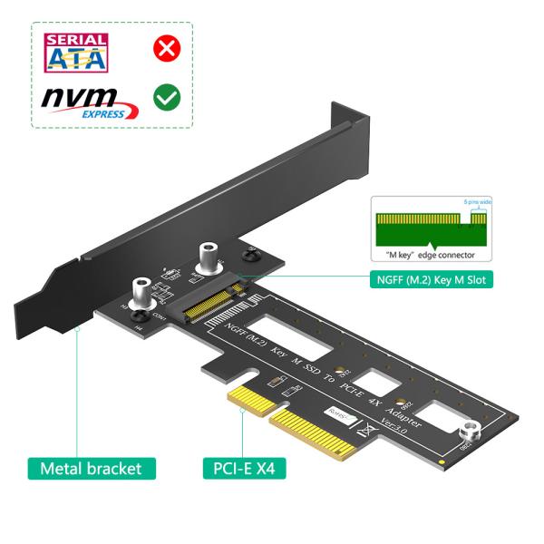 M.2 NGFF PCI-e nvme SSD to PCI Express 3.0 x4 Host Adapter Supports M.2 Key M Card Type