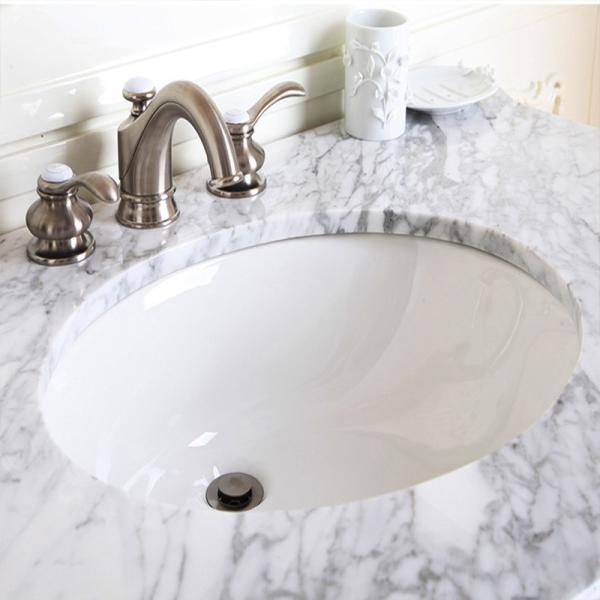 Cheap Rectangular Glazed Ceramic Undermount Bathroom Vanity Sink 3 Layered 400mm for sale