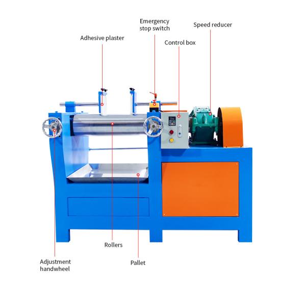 Silicone Rubber Milling Machine 1:1.25 Roller Speed Ratio For Solid Original Color Mixing
