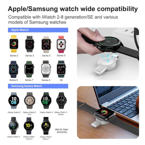 ABS PC Material Smart Watch Wireless Charger USB Cable Included