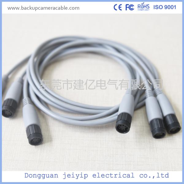 6 Pin Backup Camera Extension Cable , Waterproof Rear View Camera Cable