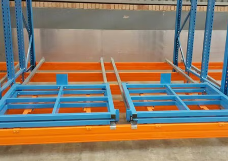 50mm 75mm Pitch Push Back Pallet Racking Heavy Duty For Warehouse Storage