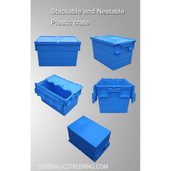Hard Collapsible Plastic Crate With Attached Lid For Storage 600 * 400 * 360mm